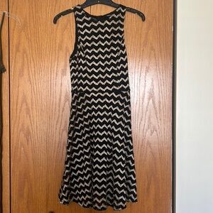 Ark & Co Chevron black and gold mini dress in size S